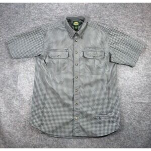 Cabela's Shirt Men Large Tall Blue Gray‎ Button Ripstop Outdoor Zipper Pockets